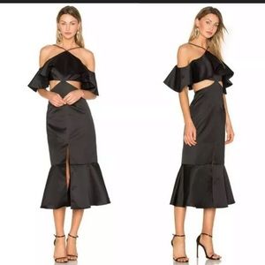 Amur black ruffle cutout dress 00